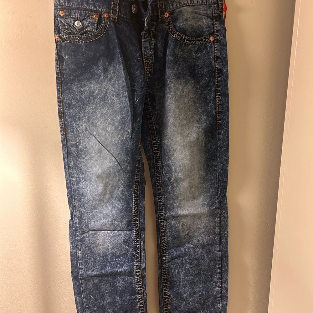 True Religion Distressed Blue Slim Jeans